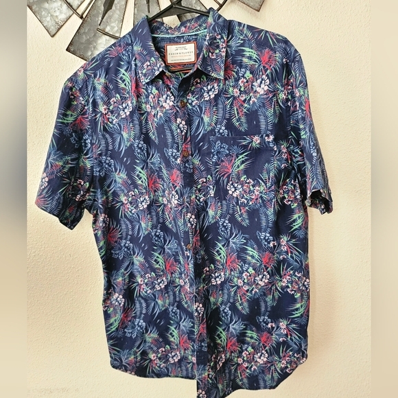 Demin & Flower Men's Blue Slim Fit Tropical Floral size XL. - Picture 4 of 13